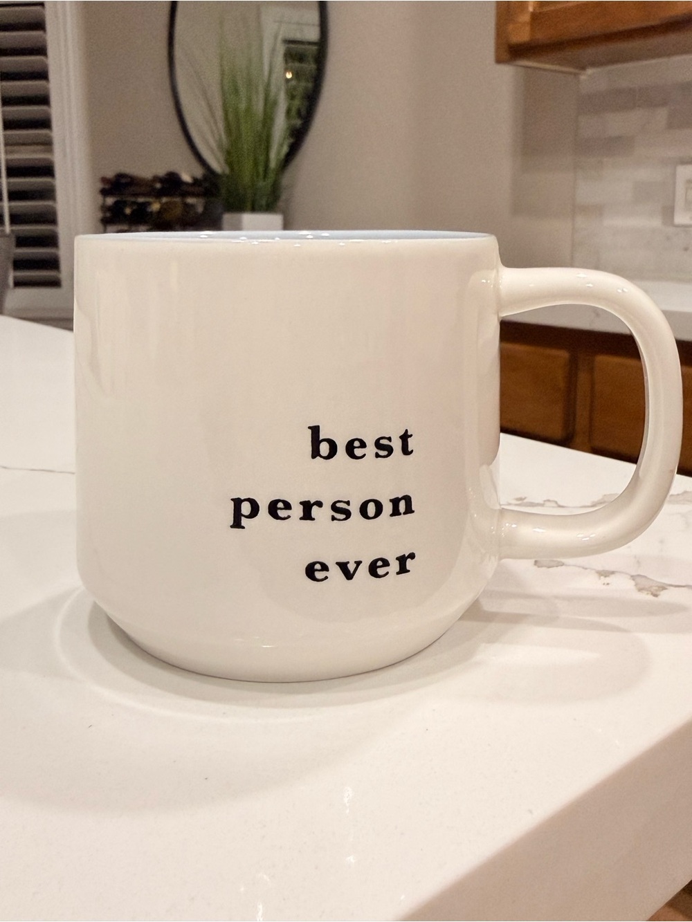 Threshold "Best Person Ever" White & Light Blue Stoneware Coffee Mug